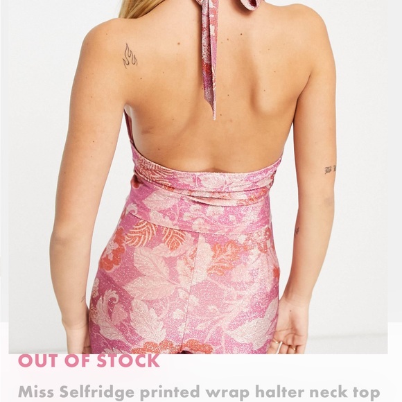 NWT Miss SELFRIDGE US sz 6 printed wrap halter knit top - Picture 3 of 7